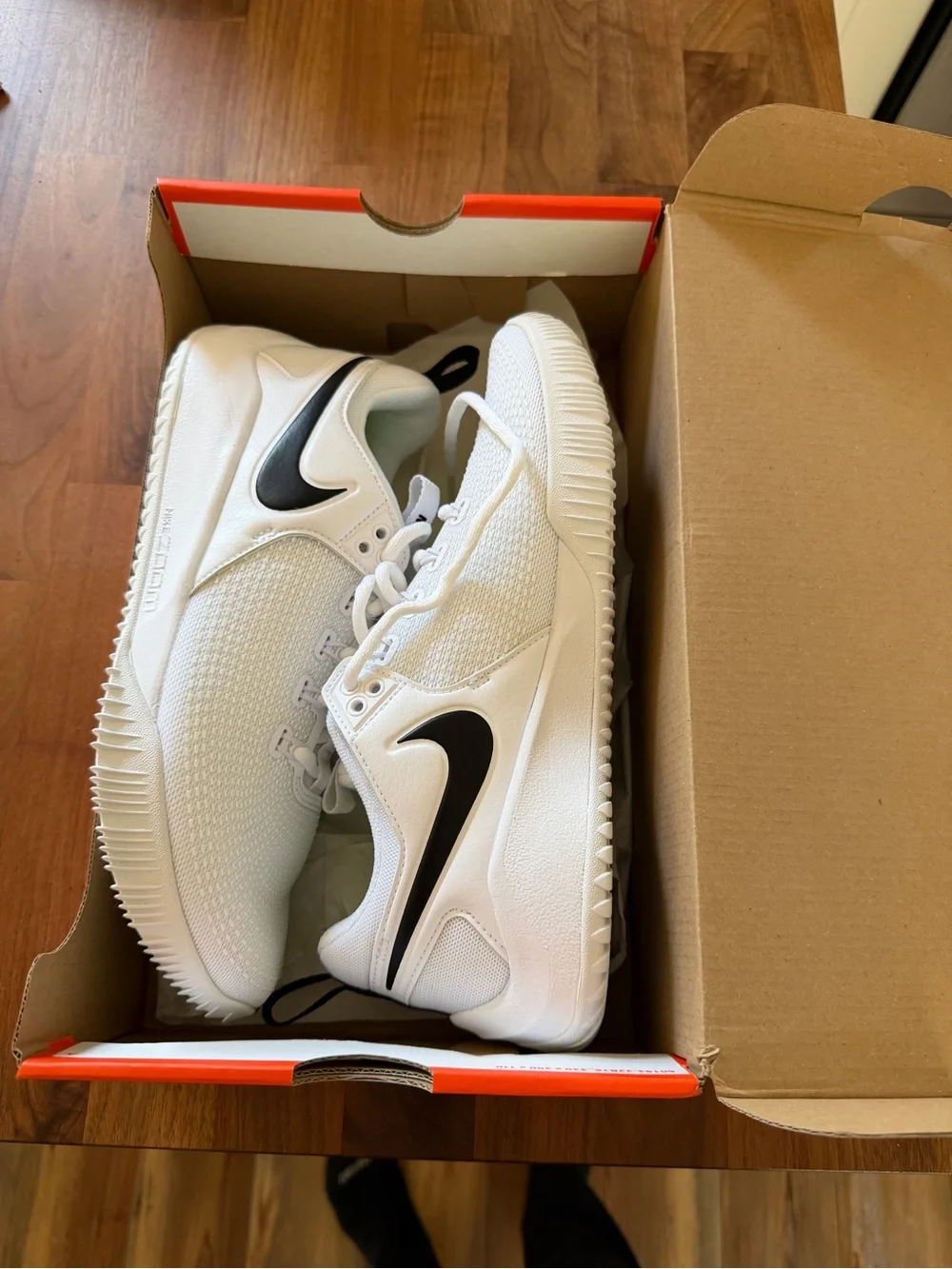 Nike White Mesh Trainers with Black Swoosh